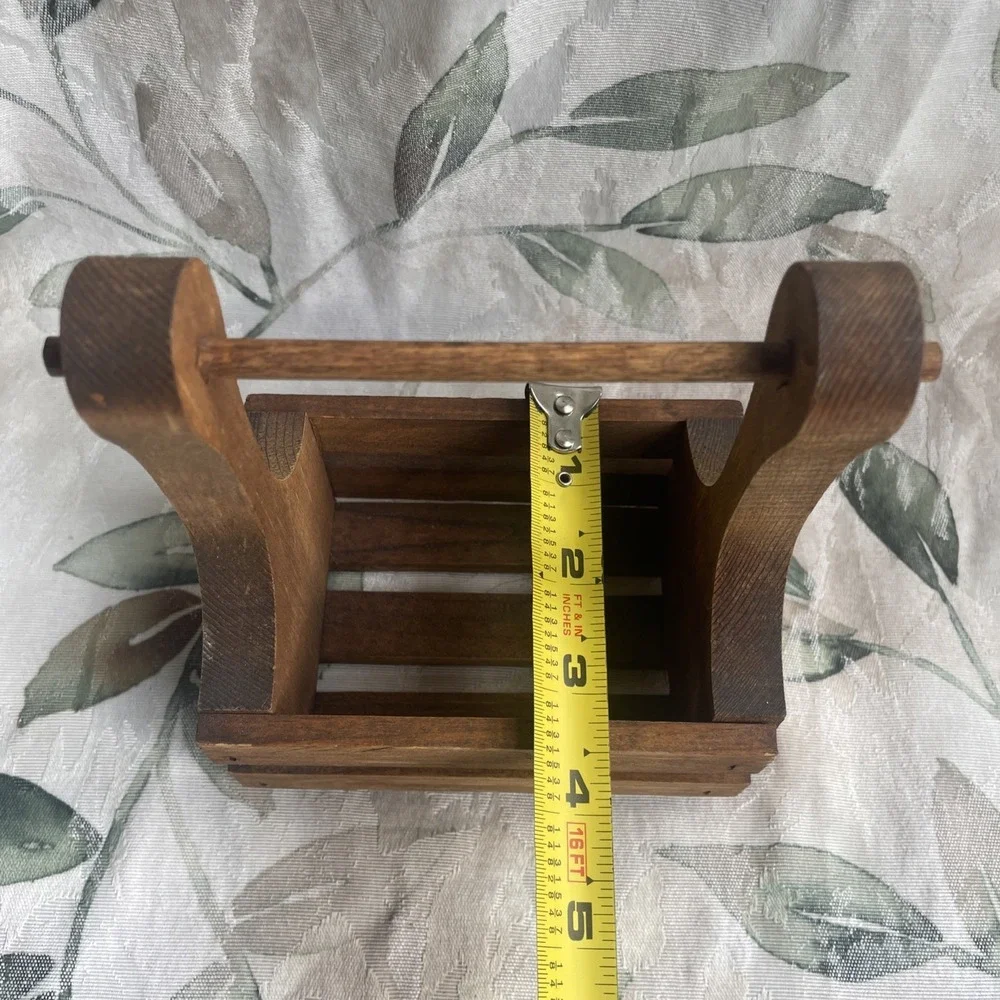 Vintage Small Wooden Tabletop Basket for Salt & Pepper Shakers Rustic Decor
